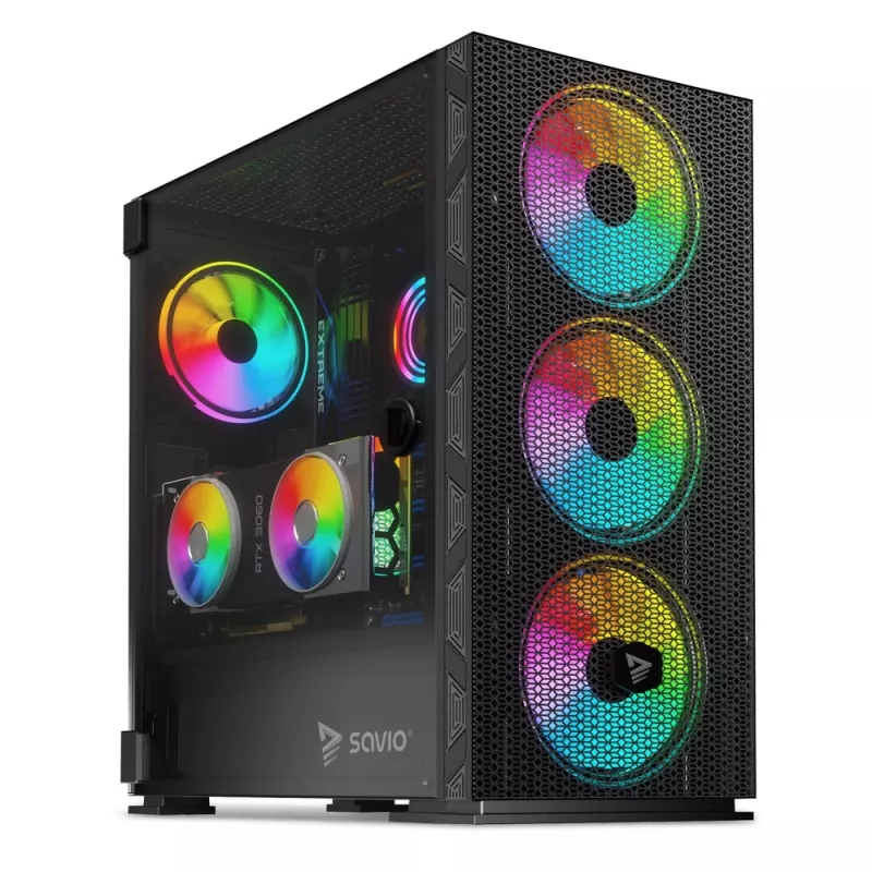 Caja de PC SAVIO Raptor X1 ARGB cristal/malla negra