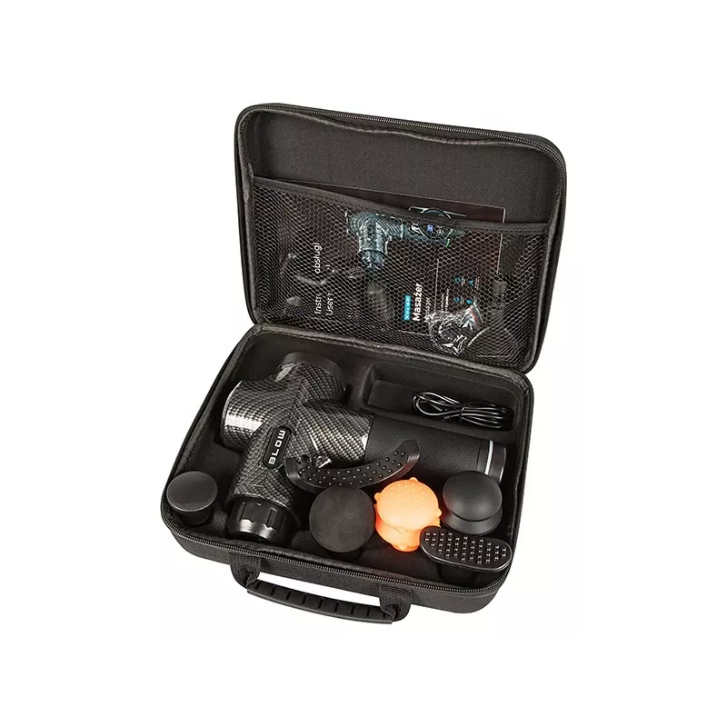 BLOW Wave 4000 44-340# pistola de masaje, 30 velocidades, 10 cabezales, 100 W, pantalla táctil LCD, USB-C, negra