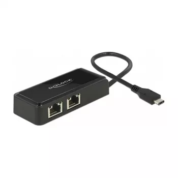 DeLOCK 63927 Adaptador de USB-C a 2x Gigabit LAN, negro