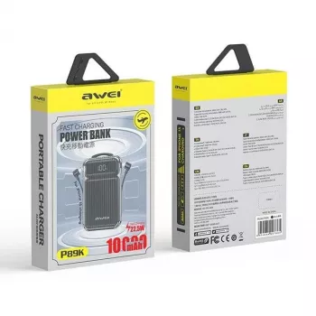 Batería portátil 10000mAh 38,5 W P89K cable integrado