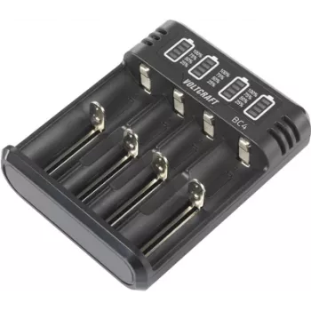 VOLTCRAFT BC4 cargador de pilas cilíndricas LiIon, NiMH mignon (AA), micro (AAA), baby (C), Sub-C, 10440, 16340, CR-123A, 17335, 17500, 17670, 18490, 18650, 21700, (VC-14263380)