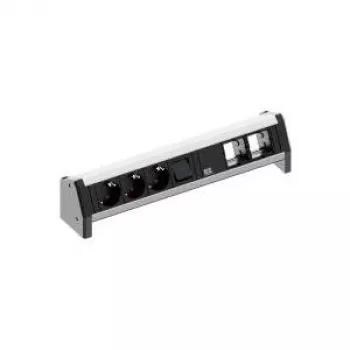 Desk 1, 3 tomas AC, 230 V, 16 A, negro, aluminio, 450 mm
