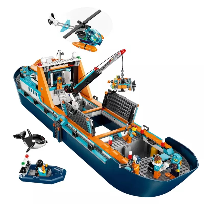 Juguete de construcción LEGO City barco de expedición ártica 60368 — 815 piezas, 7+ años, incluye 4 minifiguras