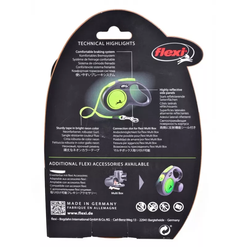 FLEXI new Neon M - correa retráctil - 5 m