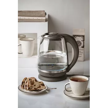 Adler | Hervidor | AD 1286 | Estándar | 2200 W | 2 L | Plástico/Cristal | Base giratoria 360° | Gris/Transparente