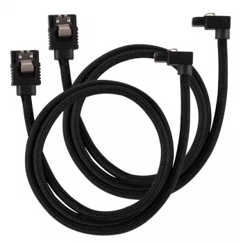 Corsair CC-8900282 cable SATA Premium con malla, acodado, 60 cm, negro, pack de 2