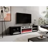 Mueble TV POLO 180x33x39 negro + chimenea blanca