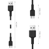 Aukey CB-CA2 OEM cable de USB-C a USB-A, trenzado de nailon, 2 m, negro