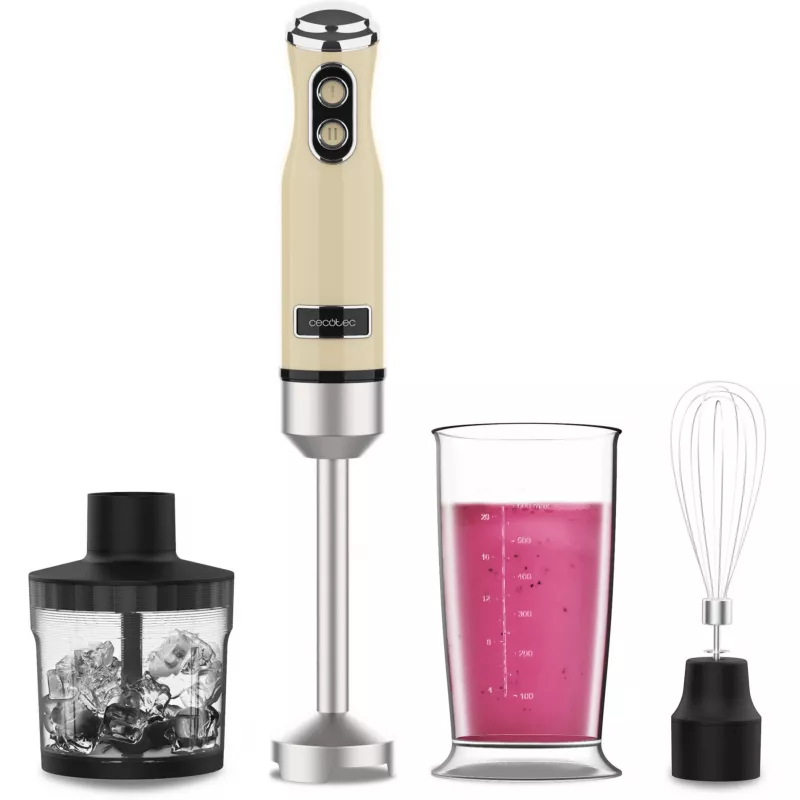 Cecotec Power RetroYellow 1200MAX Cream&Crush batidora de mano, 1200 W