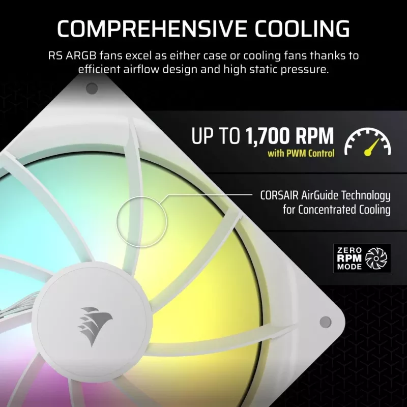 Ventilador Corsair RS140 ARGB 14 cm blanco 330-1700 rpm