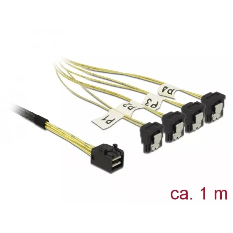 Cable SCSI DeLOCK 85685 negro amarillo 1 m 1 x Mini SAS HD SFF-8643 4 x SATA 7 Pin