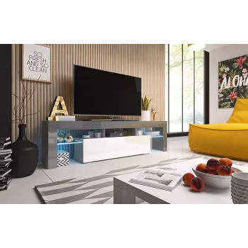 Soporte de TV Cama TORO 158 gris/blanco brillante