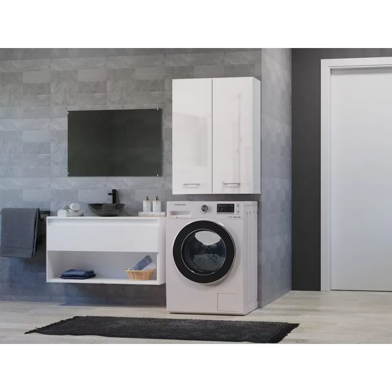 Armario de almacenamiento de baño Topeshop POLA MINI DD blanco brillo blanco