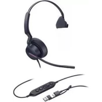 Yealink UH46 Mono 1308242 auricular – USB-C/USB-A – monoaural – cancelación de ruido – altavoz de 35 mm – audio de banda ancha – tecnología de 3 micrófonos – Negro
