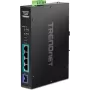 TRENDnet TI-PGM541 - Switch - -20 °C - 65 °C (-4 °F - 149 °F) - 4 x 10/100/1000 (PoE+) + 1 x Gigabit SFP - montaje en carril DIN, montaje en pared - PoE+ (120 W) - DC