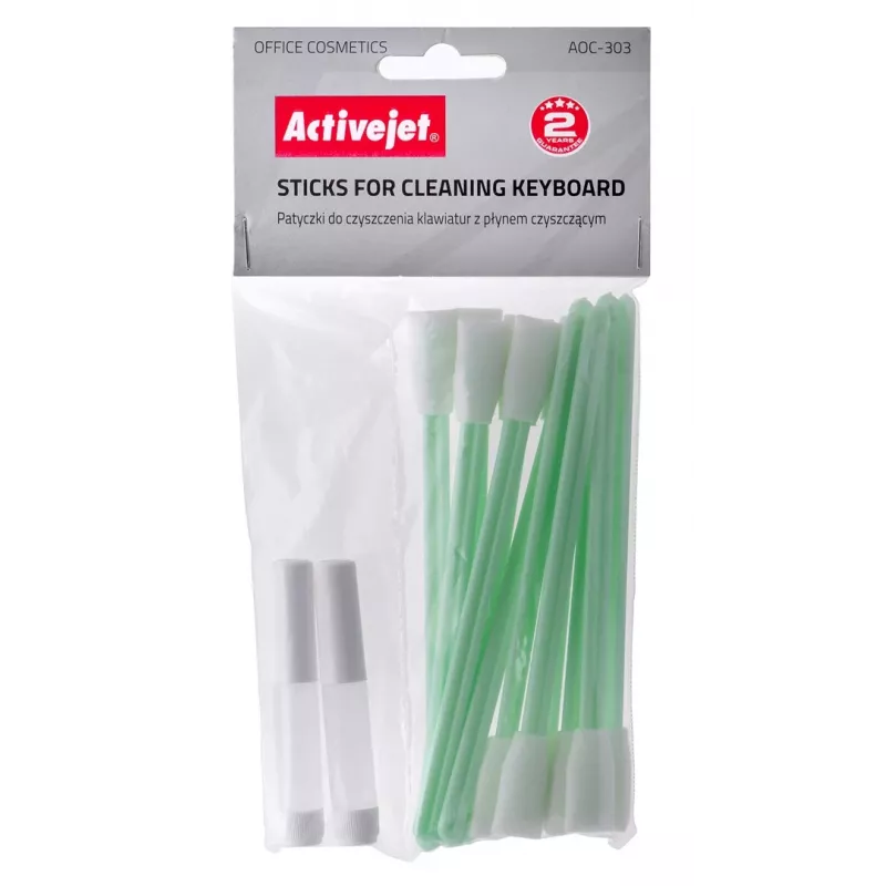 Set de limpieza de equipos ActiveJet AOC-303 — 12 bastoncillos de algodón blancos para teclados, universal