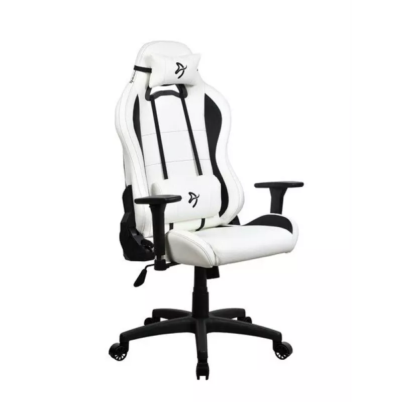 Silla gaming Arozzi Torretta SoftPU — blanco, revestimiento Soft-PU, reposabrazos ajustables, respaldo reclinable
