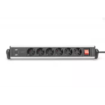 Digitus Regleta de enchufes de oficina de 6 tomas con 3 puertos USB cable de 1,5 m