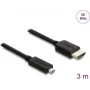 Cable HDMI DELOCK 81692 — 3 m, HDMI Type-A (estándar) a HDMI Type-D (Micro), 48 Gbit/s, hasta 7680×4320, contactos dorados, negro