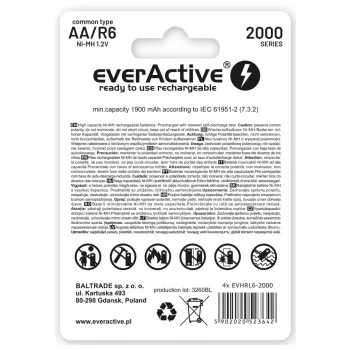 Pila doméstica recargable everactive EVHRL6-2000 AA níquel-metal hidruro (NiMH)