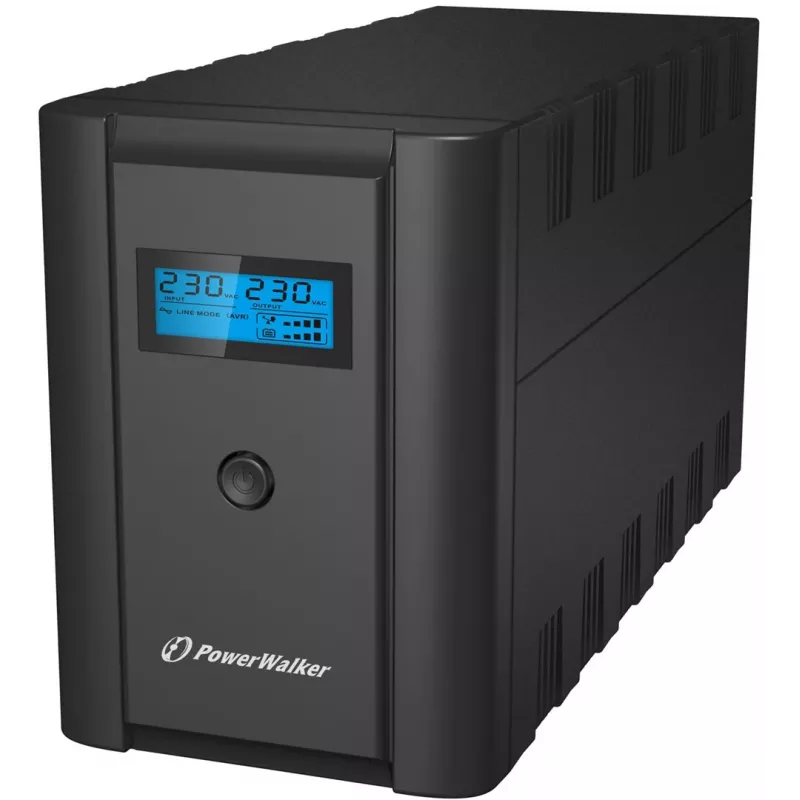 PowerWalker VI 1200 SHL SAI line-interactive 1200 VA (1,2 kVA), 600 W, 4 salidas (2x Schuko, 2x IEC C13), USB, LCD, negro
