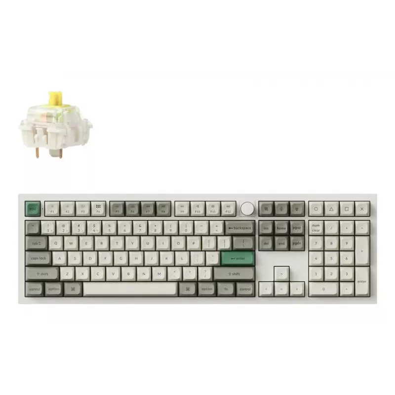 Teclado mecánico Keychron Q6M-P4 — Full-size 100% con cable e inalámbrico (USB, RF, Bluetooth 5.1), retroiluminación RGB, blanco, USB-C