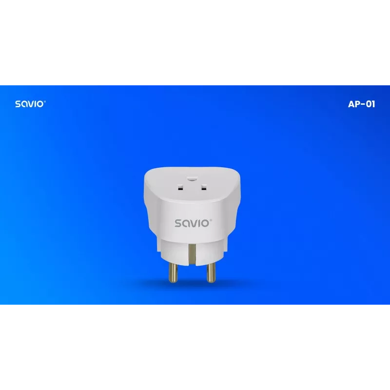 Adaptador de viaje SAVIO AP-01, enchufe US – conector EU