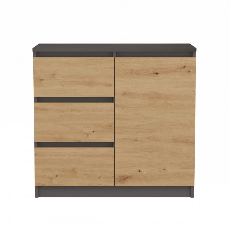Cómoda Top e shop Topeshop 1D3S 80×40×75 cm, roble artisan antracita mate
