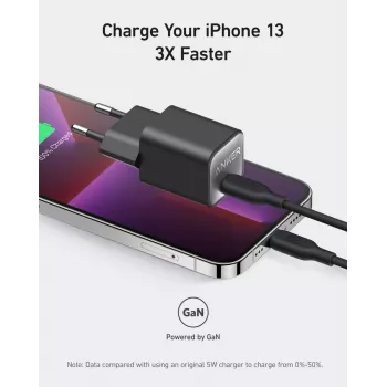 Cargador de CA para interiores Anker 511 Nano 3 — 30W, 1× USB-C, 100–240V, negro