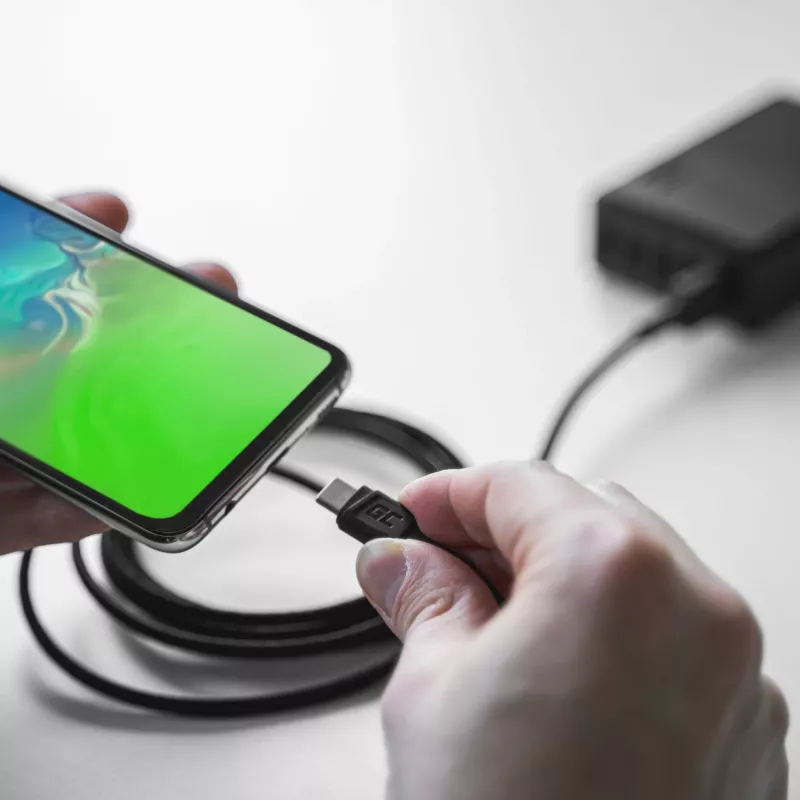 Cable USB Green Cell KABGC19 USB 2.0 2m USB A USB C negro