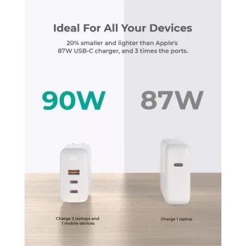 Cargador de pared ultrarrápido AUKEY PA-B6S blanco Omni a Mix GaN