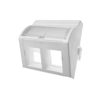 Adaptador 45x45 2xRJ45 en ángulo convexo Alantec OS022 — Adaptador en ángulo RJ45 de 2 puertos
