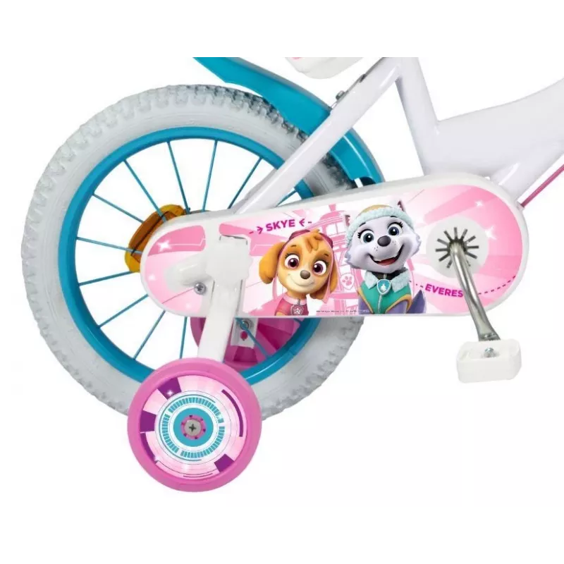 Bicicleta infantil de ciudad Toimsa PAW PATROL 14 inch acero, ruedas inflables de 14 inch, frenos de llanta delantero/trasero, cesta, asiento para muñecos, ruedines