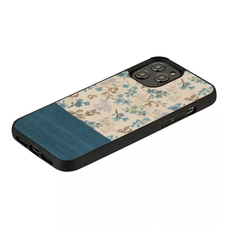 Funda para móvil man and wood para iPhone 12 / 12 Pro — flor azul sobre negro