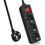 Prolongación de corriente Helos 262804 3m 3 tomas de corriente para interior negro