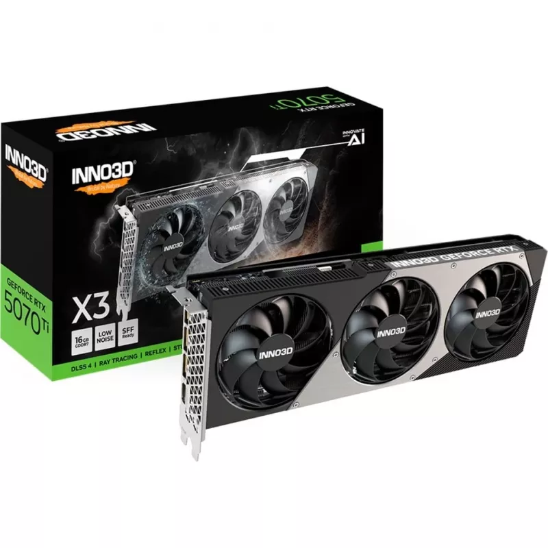 Tarjeta gráfica Inno3D GeForce RTX 5070 Ti — 16 GB GDDR7, PCIe 5.0, 256-bit, 3xDP/1xHDMI