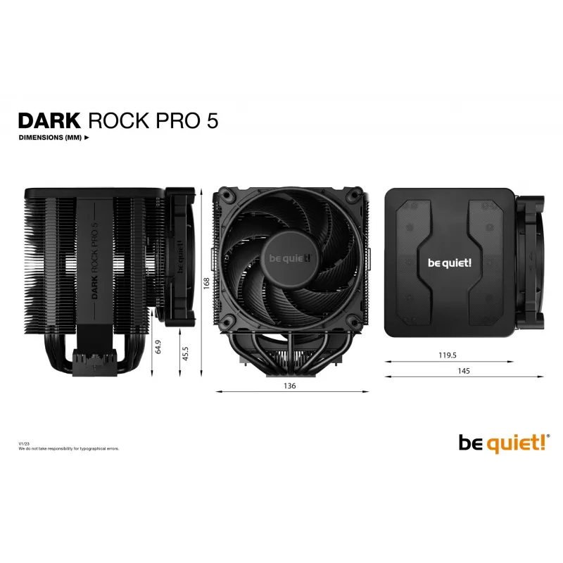 Disipador de CPU be quiet Dark Rock Pro 5 120/135 mm Negro 1 unidad