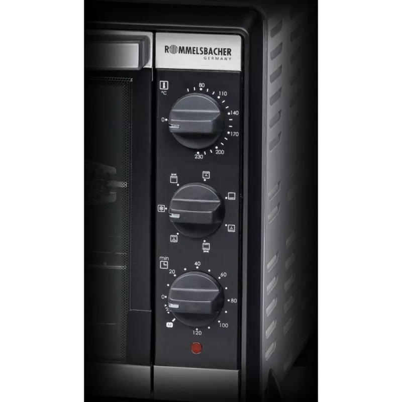 Mini horno Rommelsbacher BG 1805/E acero inoxidable – 42 L, 80–230 °C, 7 modos, rotisserie