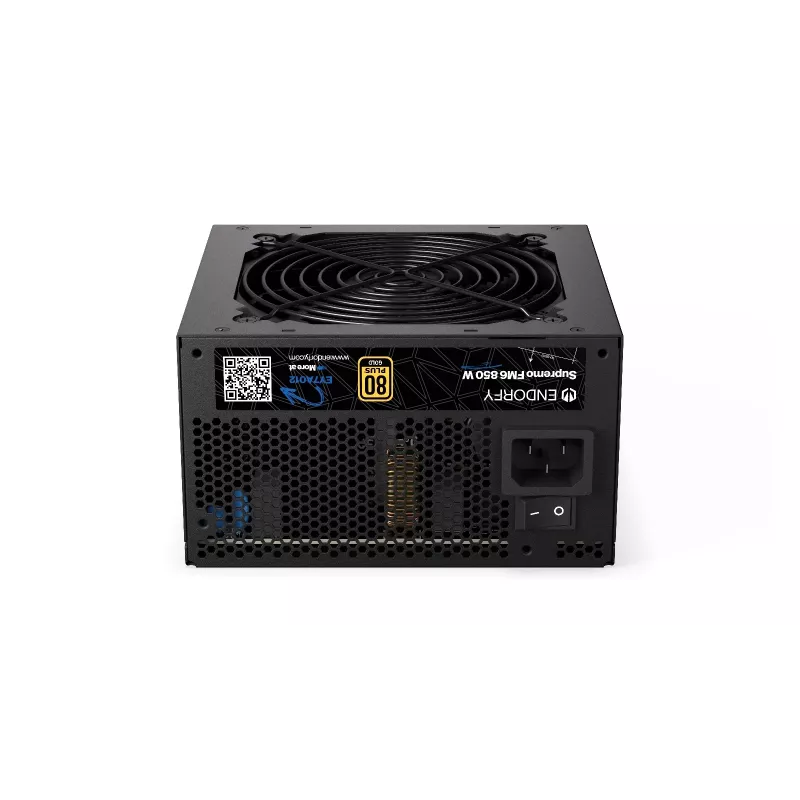 Fuente de alimentación ENDORFY Supremo FM6 850 W, ATX de 24 pines, totalmente modular, 80 PLUS Gold, ventilador de 120 mm, negro