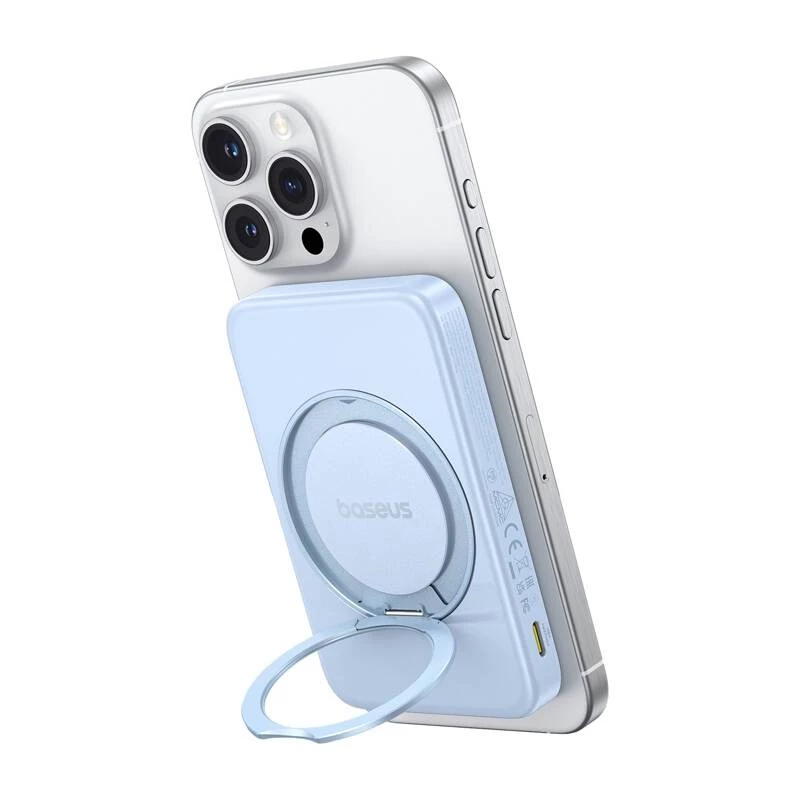 Power bank Baseus PicoGo Qi2 5000 mAh 20 W azul cargador portátil inalámbrico y con cable