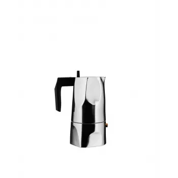 Cafetera espresso Alessi MT18/3 Ossidiana, acero inoxidable, aluminio, 3,5 x 18,5 x 40,5 cm