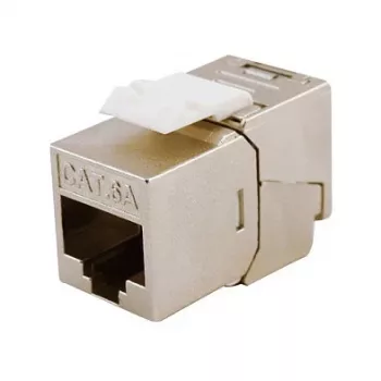 Jack Keystone Cat.6A blindado extraplano, EQUIP 767223, sin herramientas, RJ-45, plano, plata, 8 uds.