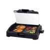 Beper 90.871 barbacoa eléctrica, placa antiadherente de 39 x 29 cm, tapa de cristal, 2200 W, negra