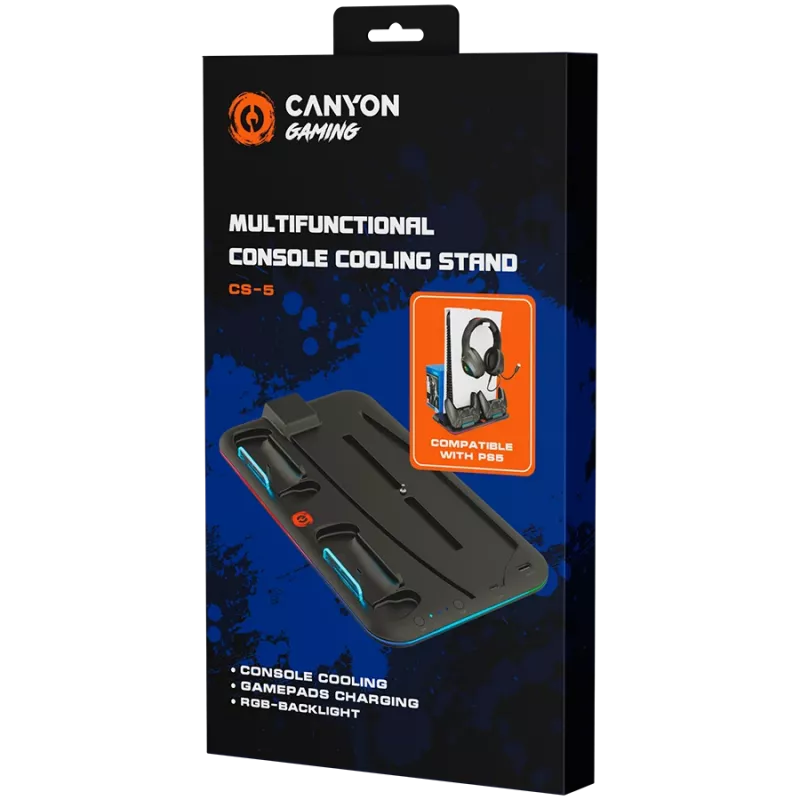 Soporte de refrigeración CANYON CS-5 RGB para PS5 con función de carga, modelo CND-CSPS5B