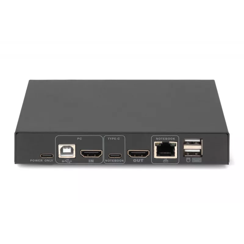 DIGITUS DS-12901 - Conmutador KVM/audio/USB - 4K 30 Hz, entrada USB-C/USB/HDMI, salida HDMI, red