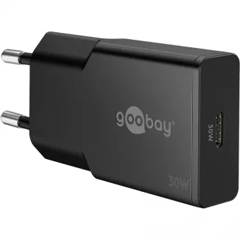 Goobay cargador rápido USB-C™ PD GaN delgado (30 W) negro