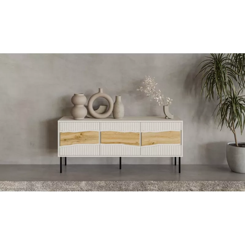 Mueble TV Cama INSERTO 3D 143.5x40x61.5 cashmere + LED