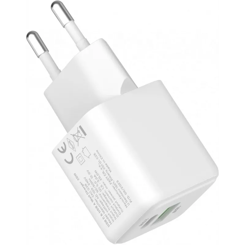 Cargador de red USB-C/A YENKEE YAC G38 20W 3A Power Delivery (USB-C y USB-A)
