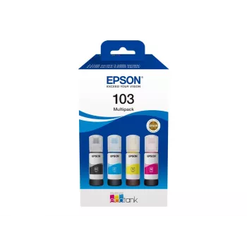 Set de cartuchos de tinta Epson EcoTank 103 — set original de 4 colores (negro, cian, magenta, amarillo), negro 4500 pág., color 7500 pág.