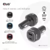 Cargador de coche para portátil CLUB3D 63 vatios, Coche, Mechero, 24 V, Negro